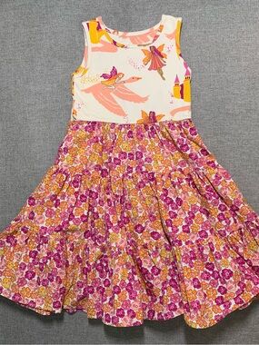Girls' 5-6y Fairy Tiered Dress in Pink & Orange
